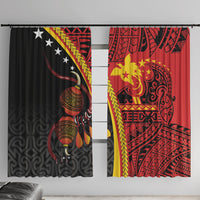 Papua New Guinea Independence Window Curtain PNG Bagi and Lime Pot LT7 With Hooks Black - Polynesian Pride
