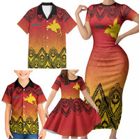 Papua New Guinea 1975 To The Future Personalised Family Matching Short Sleeve Bodycon Dress and Hawaiian Shirt Sepik Masks LT7 - Polynesian Pride