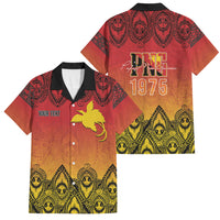 Papua New Guinea 1975 To The Future Personalised Family Matching Short Sleeve Bodycon Dress and Hawaiian Shirt Sepik Masks LT7 Dad's Shirt - Short Sleeve Red - Polynesian Pride