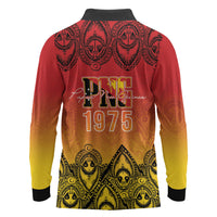 Papua New Guinea 1975 To The Future Personalised Long Sleeve Polo Shirt Sepik Masks LT7 - Polynesian Pride
