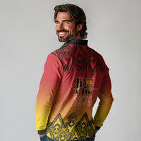 Papua New Guinea 1975 To The Future Personalised Long Sleeve Polo Shirt Sepik Masks LT7 - Polynesian Pride