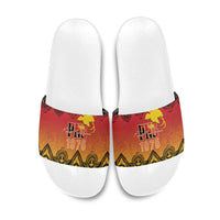 Papua New Guinea 1975 To The Future Slide Sandals Sepik Masks LT7 Red - Polynesian Pride