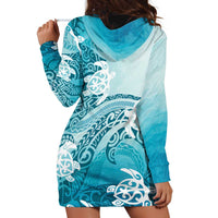 Polynesia Turtle Hoodie Dress Watercolor Abstract Style