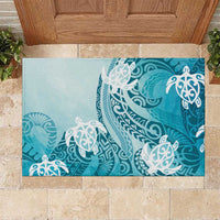 Polynesia Turtle Rubber Doormat Watercolor Abstract Style