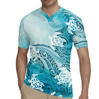Polynesia Turtle Rugby Jersey Watercolor Abstract Style