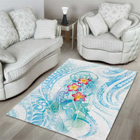 Sea Blue Polynesian Jellyfish Area Rug Watercolor Glows - Polynesian Pride