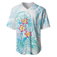 Sea Blue Polynesian Jellyfish Baseball Jersey Watercolor Glows - Polynesian Pride