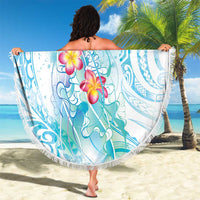 Sea Blue Polynesian Jellyfish Beach Blanket Watercolor Glows - Polynesian Pride