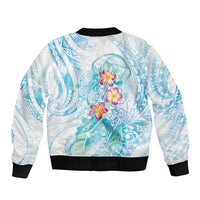 Sea Blue Polynesian Jellyfish Bomber Jacket Watercolor Glows - Polynesian Pride