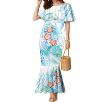 Sea Blue Polynesian Jellyfish Family Matching Mermaid Dress and Hawaiian Shirt Watercolor Glows - Polynesian Pride