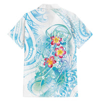 Sea Blue Polynesian Jellyfish Family Matching Puletasi and Hawaiian Shirt Watercolor Glows - Polynesian Pride