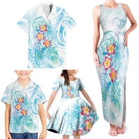 Sea Blue Polynesian Jellyfish Family Matching Tank Maxi Dress and Hawaiian Shirt Watercolor Glows - Polynesian Pride