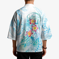 Sea Blue Polynesian Jellyfish Kimono Watercolor Glows - Polynesian Pride