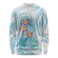 Sea Blue Polynesian Jellyfish Long Sleeve Shirt Watercolor Glows - Polynesian Pride