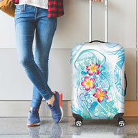 Sea Blue Polynesian Jellyfish Luggage Cover Watercolor Glows - Polynesian Pride