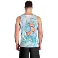 Sea Blue Polynesian Jellyfish Men Tank Top Watercolor Glows - Polynesian Pride