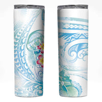 Sea Blue Polynesian Jellyfish Skinny Tumbler Watercolor Glows - Polynesian Pride