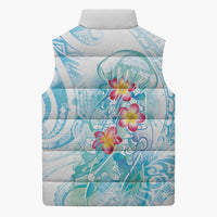 Sea Blue Polynesian Jellyfish Sleeveless Puffer Jacket Watercolor Glows - Polynesian Pride