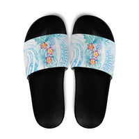 Sea Blue Polynesian Jellyfish Slide Sandals Watercolor Glows - Polynesian Pride