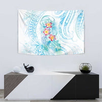 Sea Blue Polynesian Jellyfish Tapestry Watercolor Glows - Polynesian Pride