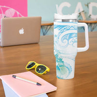 Sea Blue Polynesian Jellyfish Tumbler With Handle Watercolor Glows - Polynesian Pride