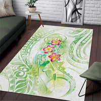 Summer Green Polynesian Jellyfish Area Rug Watercolor Glows - Polynesian Pride