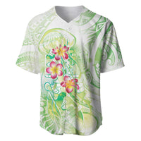 Summer Green Polynesian Jellyfish Baseball Jersey Watercolor Glows - Polynesian Pride