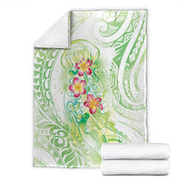 Summer Green Polynesian Jellyfish Blanket Watercolor Glows - Polynesian Pride