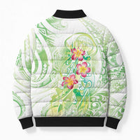 Summer Green Polynesian Jellyfish Bomber Puffer Jacket Watercolor Glows - Polynesian Pride
