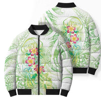 Summer Green Polynesian Jellyfish Bomber Puffer Jacket Watercolor Glows - Polynesian Pride