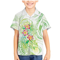 Summer Green Polynesian Jellyfish Family Matching Mermaid Dress and Hawaiian Shirt Watercolor Glows - Polynesian Pride