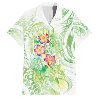 Summer Green Polynesian Jellyfish Family Matching Puletasi and Hawaiian Shirt Watercolor Glows - Polynesian Pride