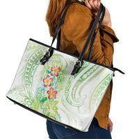 Summer Green Polynesian Jellyfish Leather Tote Bag Watercolor Glows - Polynesian Pride