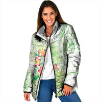 Summer Green Polynesian Jellyfish Padded Jacket Watercolor Glows - Polynesian Pride