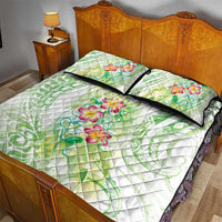 Summer Green Polynesian Jellyfish Quilt Bed Set Watercolor Glows - Polynesian Pride