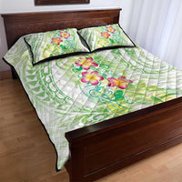 Summer Green Polynesian Jellyfish Quilt Bed Set Watercolor Glows - Polynesian Pride