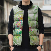 Summer Green Polynesian Jellyfish Sleeveless Puffer Jacket Watercolor Glows - Polynesian Pride