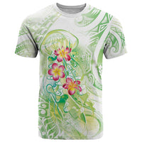 Summer Green Polynesian Jellyfish T Shirt Watercolor Glows - Polynesian Pride