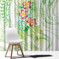 Summer Green Polynesian Jellyfish Window Curtain Watercolor Glows - Polynesian Pride