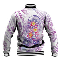 Lavender Polynesian Jellyfish Baseball Jacket Watercolor Glows - Polynesian Pride