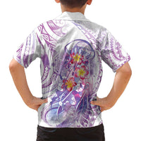 Lavender Polynesian Jellyfish Family Matching Long Sleeve Bodycon Dress and Hawaiian Shirt Watercolor Glows - Polynesian Pride