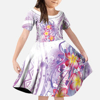 Lavender Polynesian Jellyfish Family Matching Long Sleeve Bodycon Dress and Hawaiian Shirt Watercolor Glows - Polynesian Pride