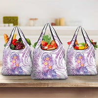 Lavender Polynesian Jellyfish Grocery Bag Watercolor Glows - Polynesian Pride