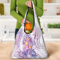 Lavender Polynesian Jellyfish Grocery Bag Watercolor Glows - Polynesian Pride