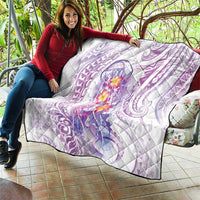 Lavender Polynesian Jellyfish Quilt Watercolor Glows - Polynesian Pride
