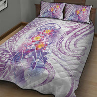 Lavender Polynesian Jellyfish Quilt Bed Set Watercolor Glows - Polynesian Pride