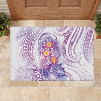 Lavender Polynesian Jellyfish Rubber Doormat Watercolor Glows - Polynesian Pride