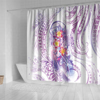 Lavender Polynesian Jellyfish Shower Curtain Watercolor Glows - Polynesian Pride