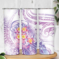 Lavender Polynesian Jellyfish Skinny Tumbler Watercolor Glows - Polynesian Pride