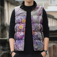 Lavender Polynesian Jellyfish Sleeveless Puffer Jacket Watercolor Glows - Polynesian Pride